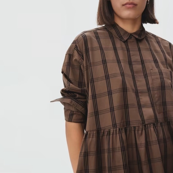 NWT Everlane The Field Dress in Mocha Plaid - Picture 8 of 16